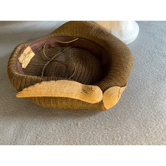 Norman Durand Ladies Brown Metallic Hat Sz 22 Vintage - Picture 7 of 16